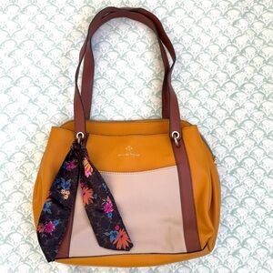 Nanette Lepore Shoulder Bag in Yellow, Cream, and Brown. Excellent Condition!